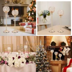 Gold Crystal Candle Holders Set of 2
