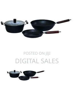 3 Piece Non-Stick Saucepan, Frying Pan, Wok Cookware