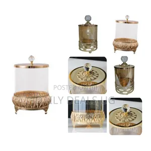 23*17cm Fityle Glass Candy Jar With Lid Sugar Bowl Holder Decoration