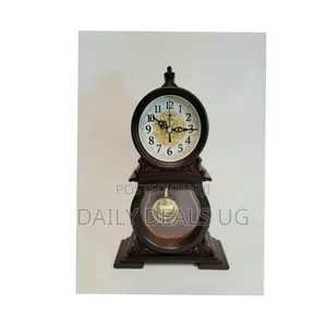 Fireplace Clock With Pendulum Wood Retro Desk Clock Mute Mantle