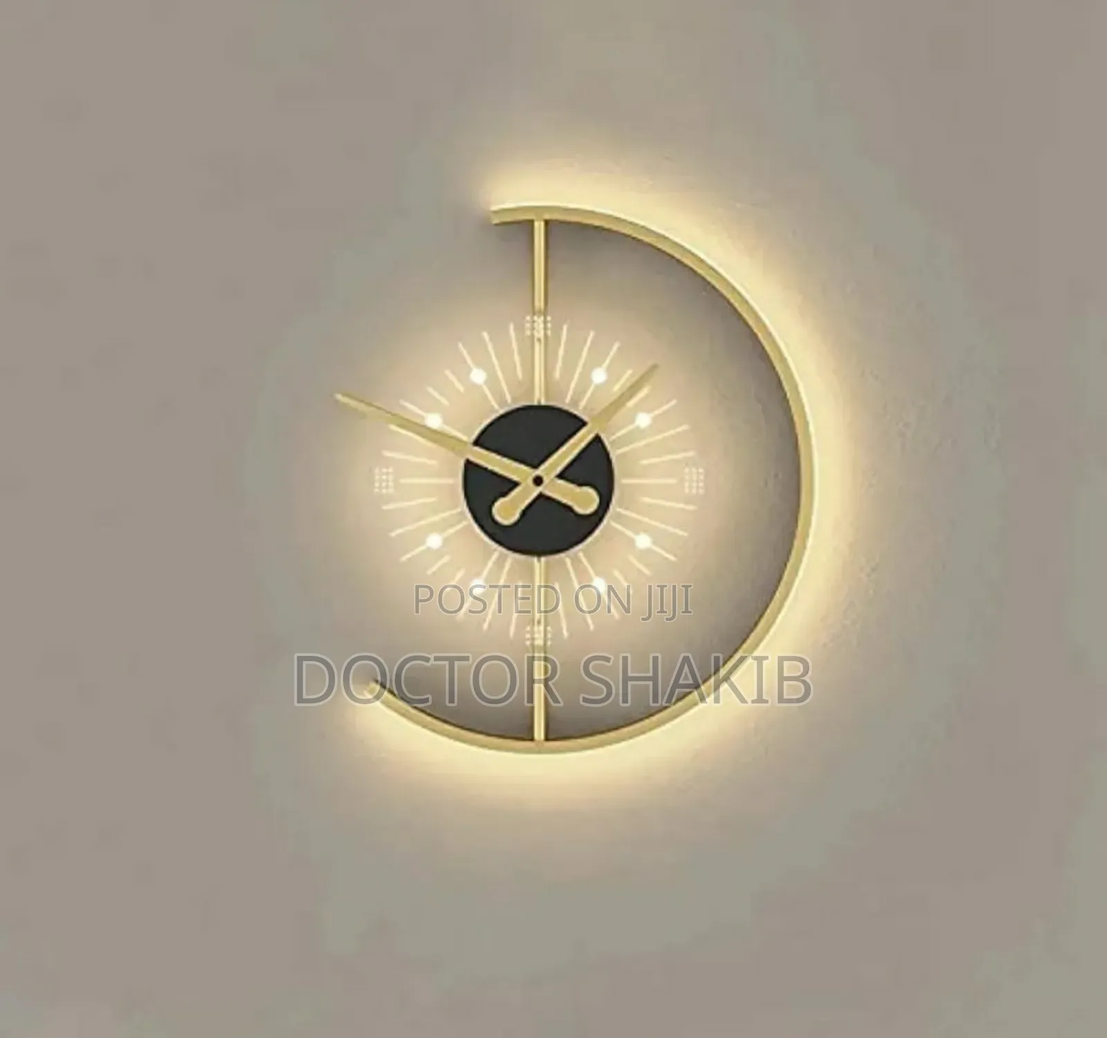 Luxurious Golden Led Wall Clock