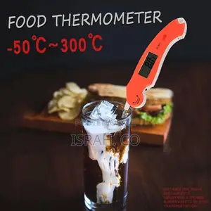 LCD Digital Kitchen Cooking Meat Thermometer Orange Foldable