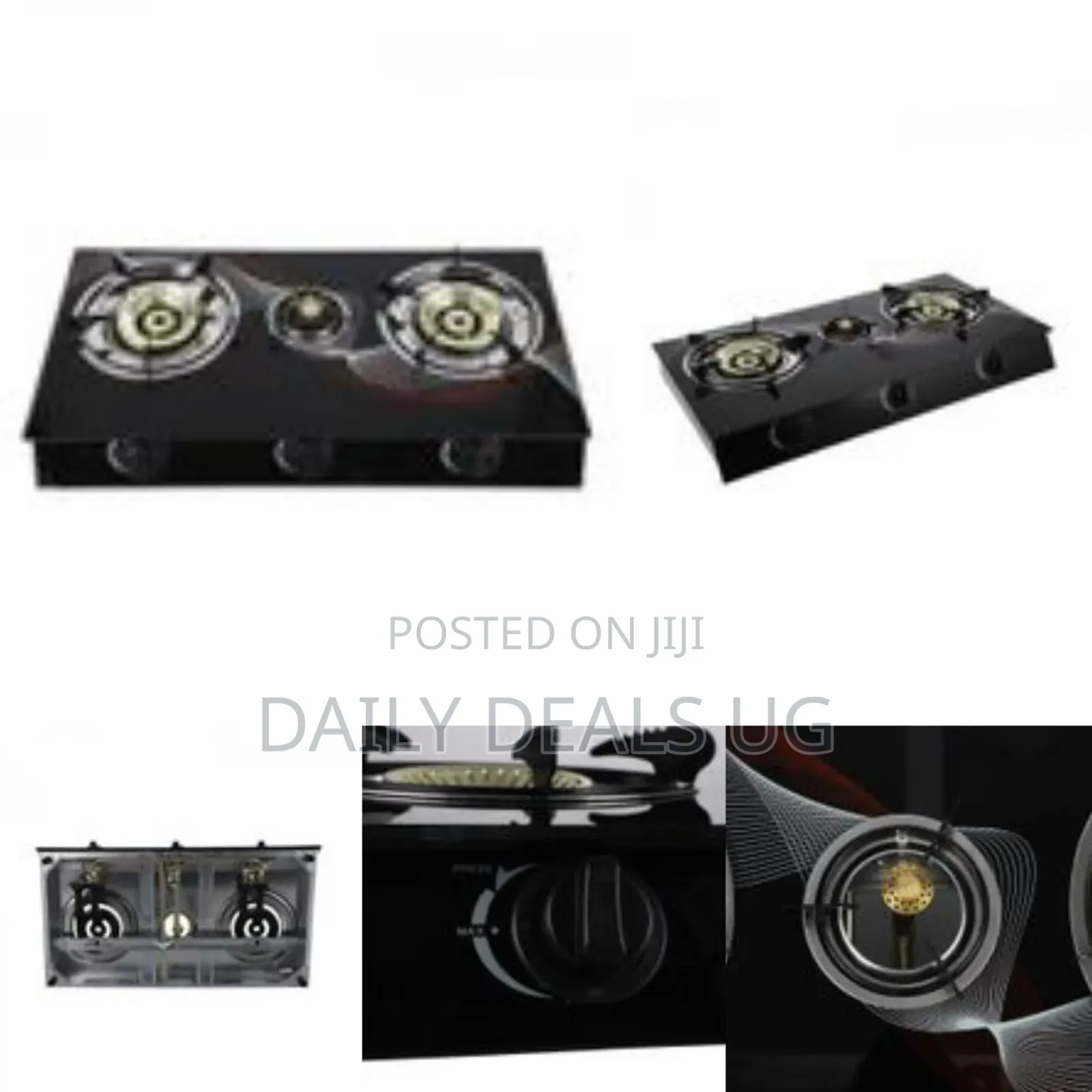 Deluxe 3-Burner Glass Gas Stove With Electronic Ignition Split Furnace