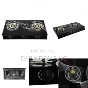Deluxe 3-Burner Glass Gas Stove With Electronic Ignition Split Furnace