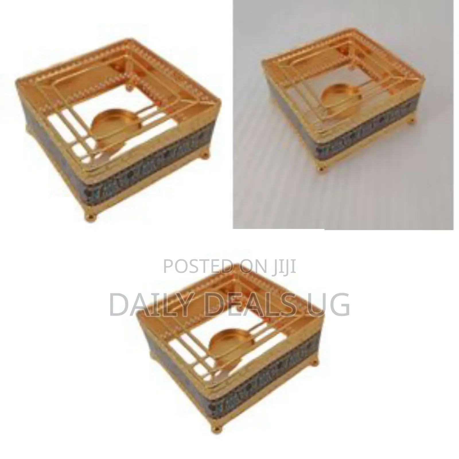 Large Square Décor Modern Metal Candle Holder - Gold