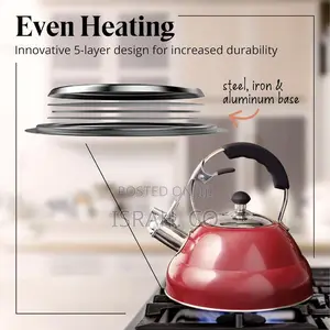 6 Litre Stove Top Whistling Kettle Stainless Steel Mirror Finish
