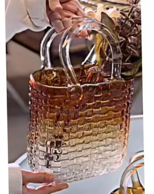 Glass Vase Purse, for Flowers Wide Mouth Handbag Clear Flower Vase
