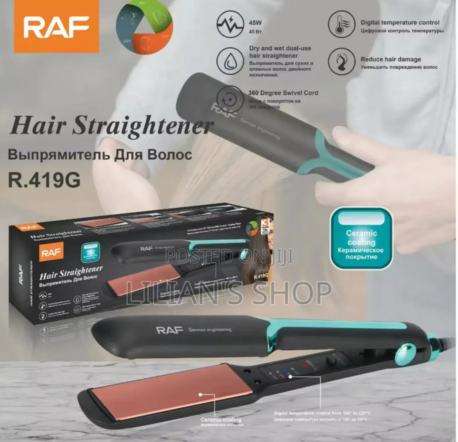 Raf Professional PTC Electric Hair Straightener Iron
