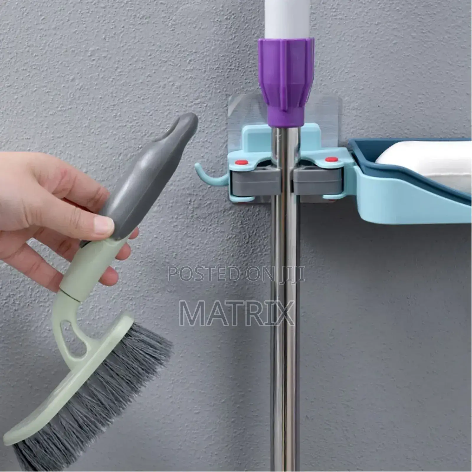 Mop Holder Brush Storage Rack Soap Dish Box Wall Mounted Organizer