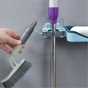Mop Holder Brush Storage Rack Soap Dish Box Wall Mounted Organizer