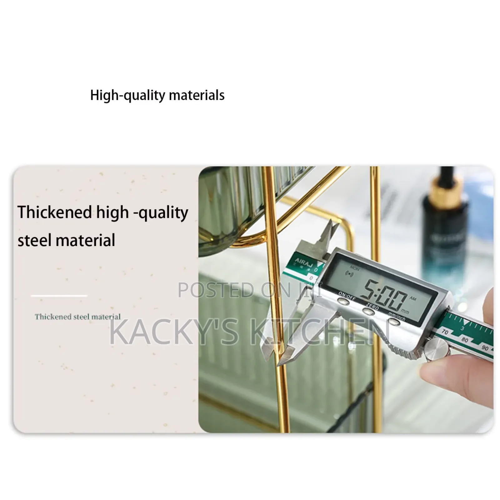 Two-Tier Clear Acrylic and Gold-Toned Metal Makeup Organizer Rack.