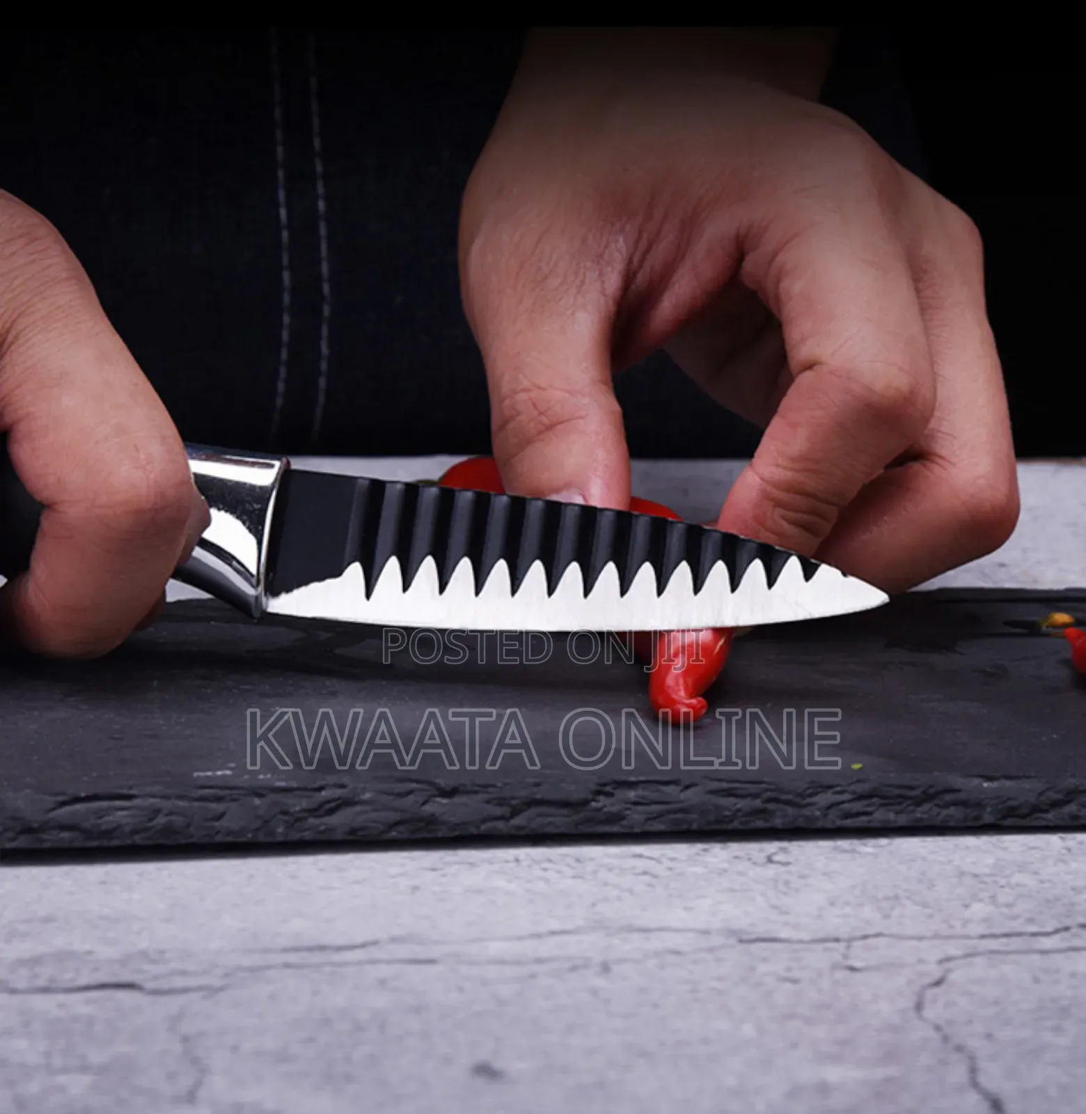 7pc Non-Stick Kitchen Knife Set Stainless Steel Corrugated Knife Black