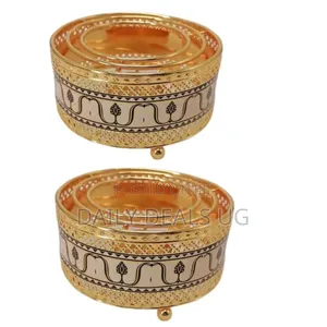 Large Round Décor Modern Metal Candle Holder - Gold