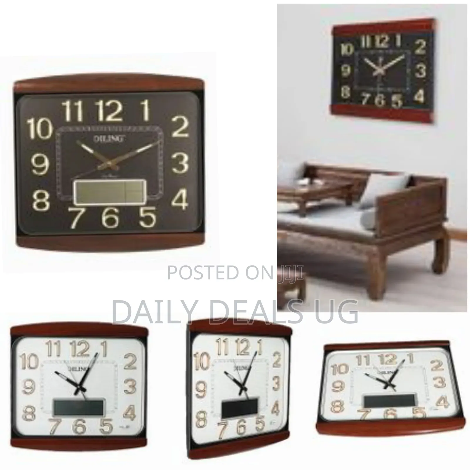 Home Decoration Plastic Diling Square Clock Large LCD Date Nightlight