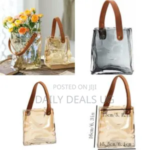 1 Piece of Transparent Glass Flower Vase Handbag Shape Fish Tank