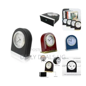 Leather Alarm Clock Mute Movement Hotel Table Clock Desktop Decoration