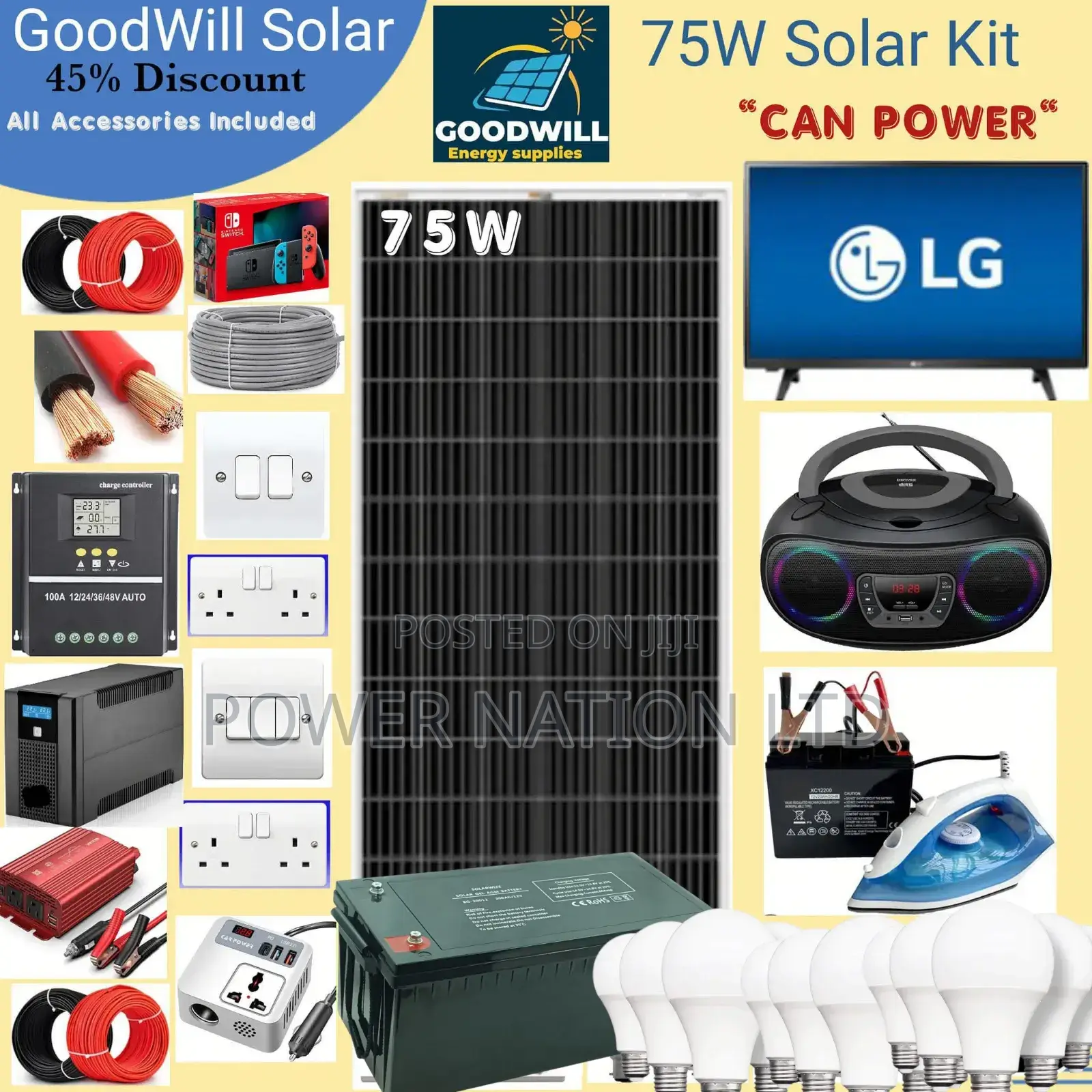 75w Goodwill Solar System Full Kit