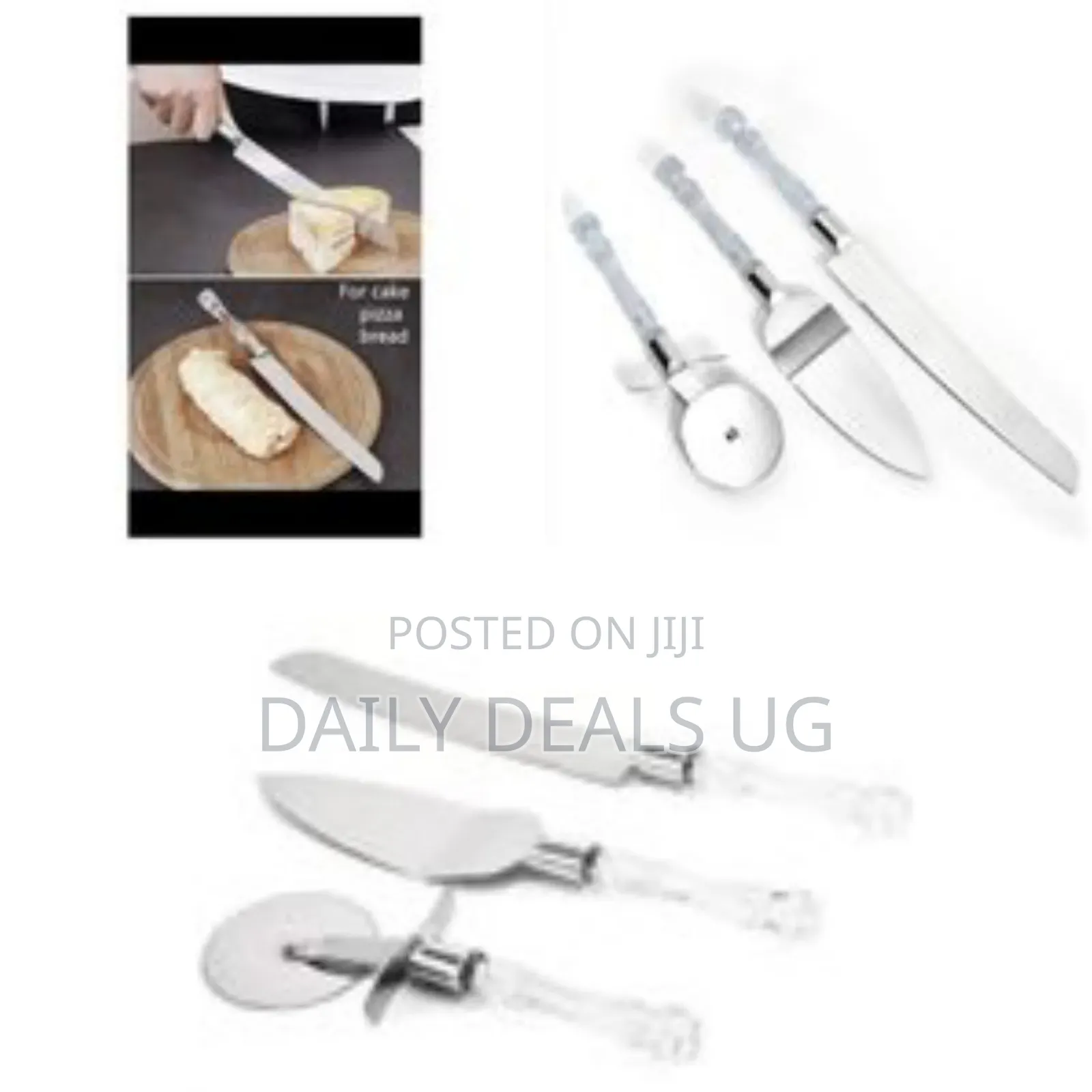 3 Pc Cake Shovel,Pizza Cutter Wheel,Cheese Slicer,Cake Knife, Silver