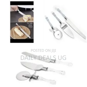 3 Pc Cake Shovel,Pizza Cutter Wheel,Cheese Slicer,Cake Knife, Silver
