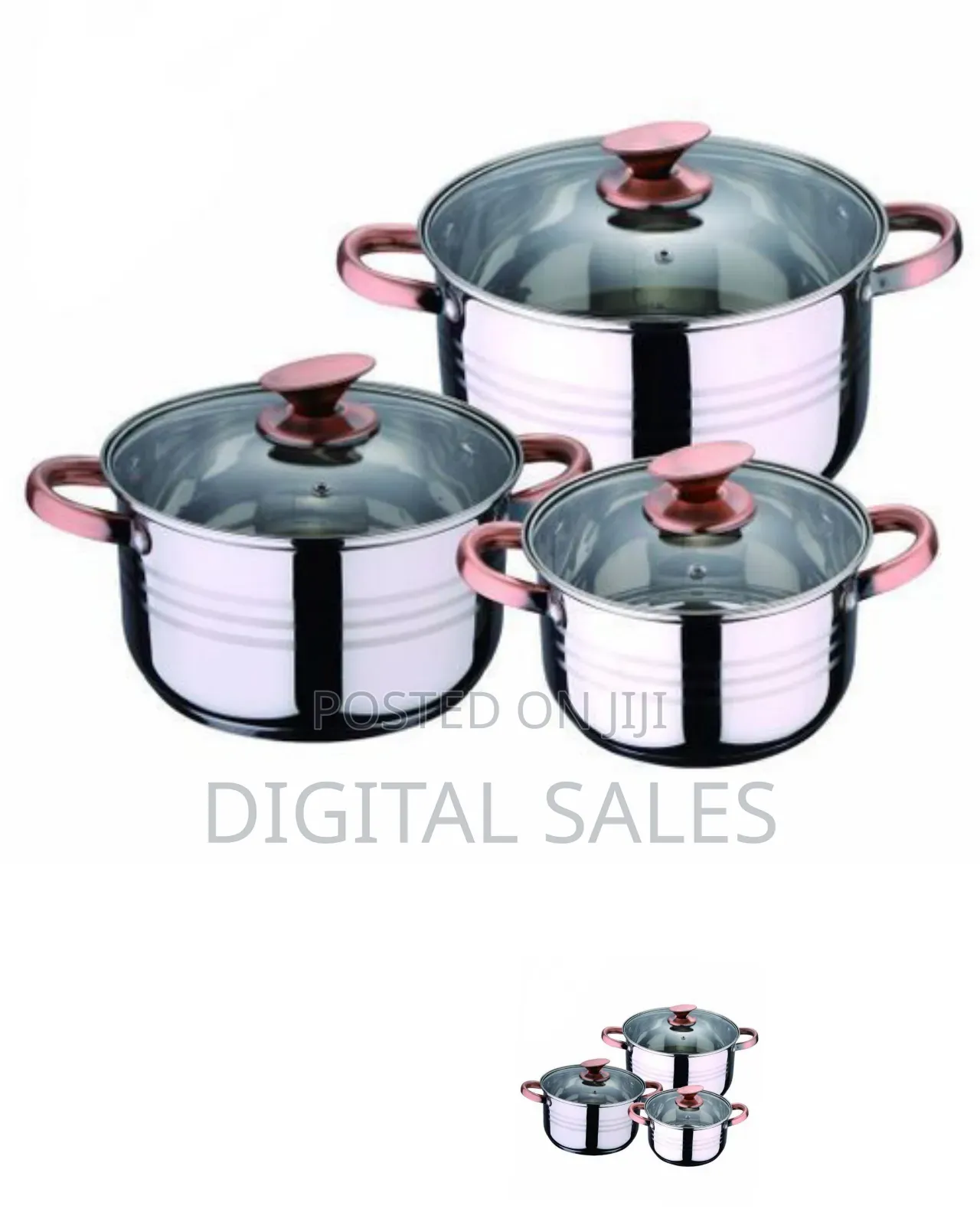 3 Piece Stainless Steel Saucepans/Cookware Pots-