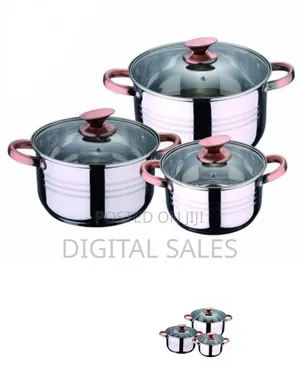 3 Piece Stainless Steel Saucepans/Cookware Pots-