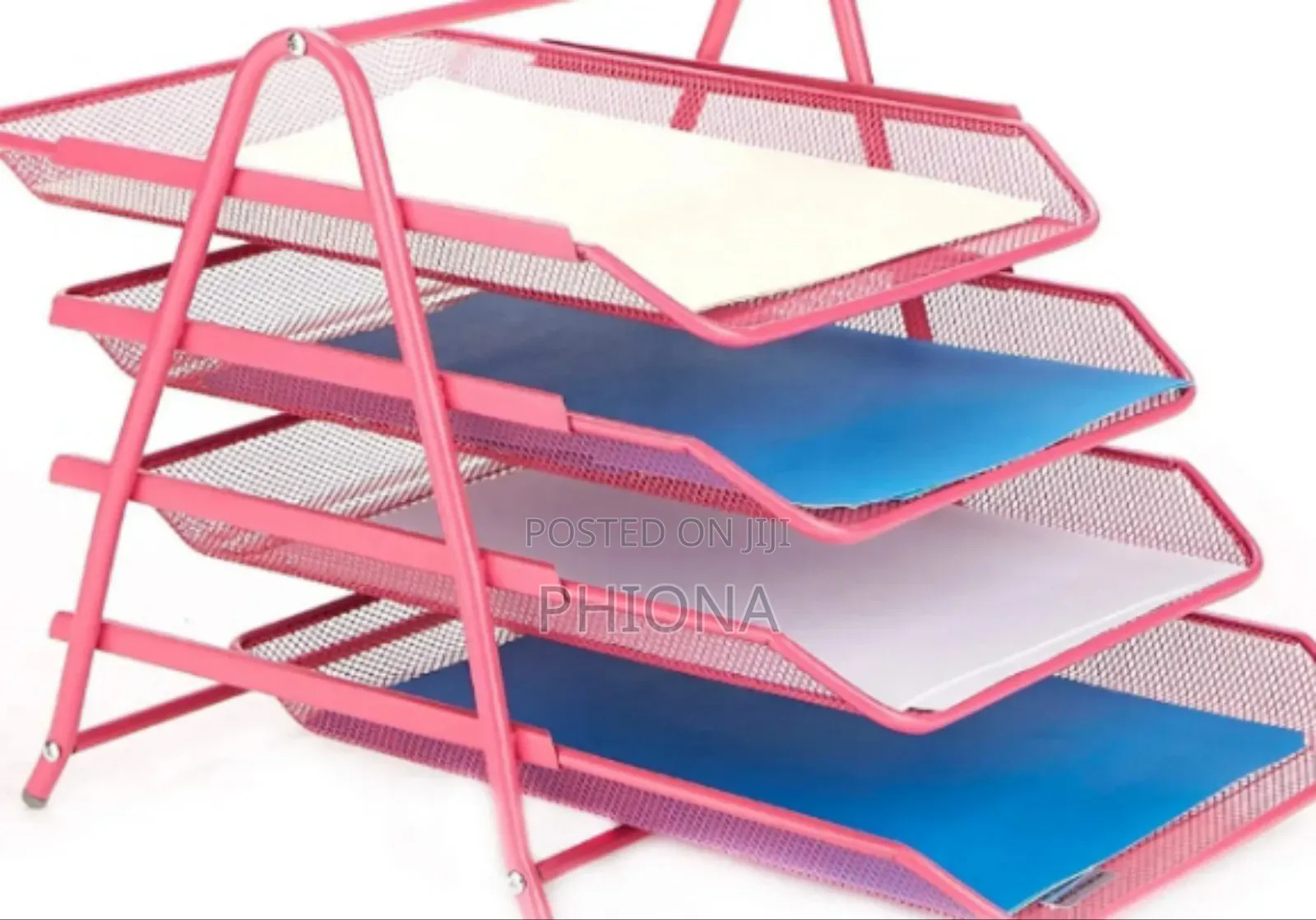 Mesh Metal Desk Organizer With 4 Tier File Rack Letter Tray