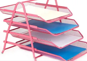 Mesh Metal Desk Organizer With 4 Tier File Rack Letter Tray