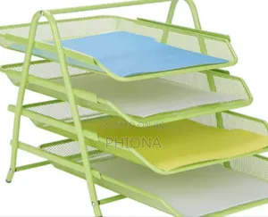 Mesh Metal Desk Organizer With 4 Tier File Rack Letter Tray