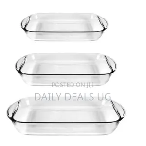 Pyrex 3 Piece Rectangle Glass Bakeware Dishes Microwave Oven Bowl Set