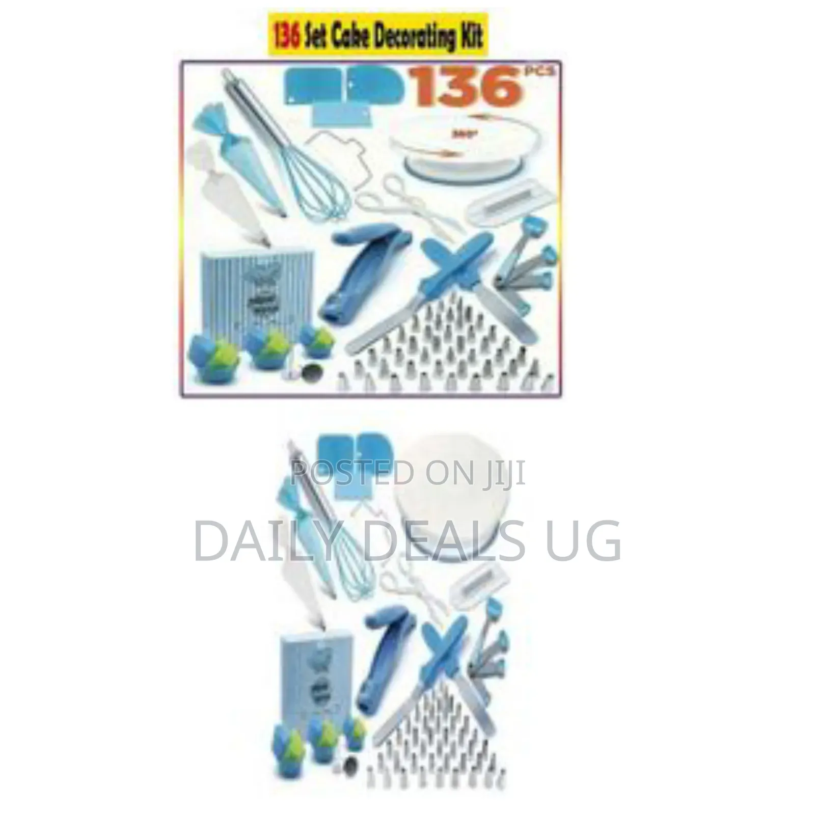 136 PCS Cake Decorating, Turnable Stand, Baking Set,Blue