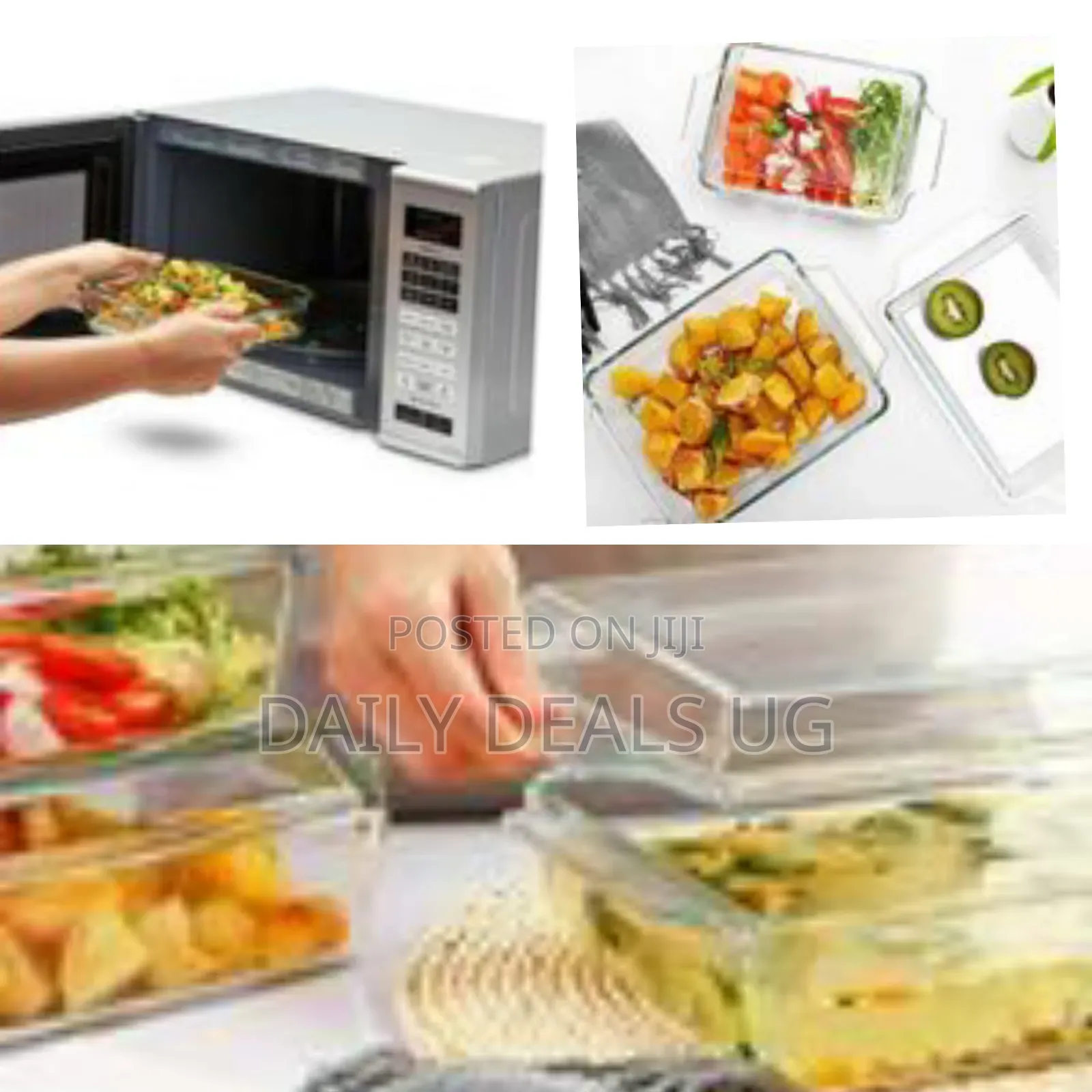 3 Piece Rectangle Glass Bakeware Dishes Microwave Oven Bowls