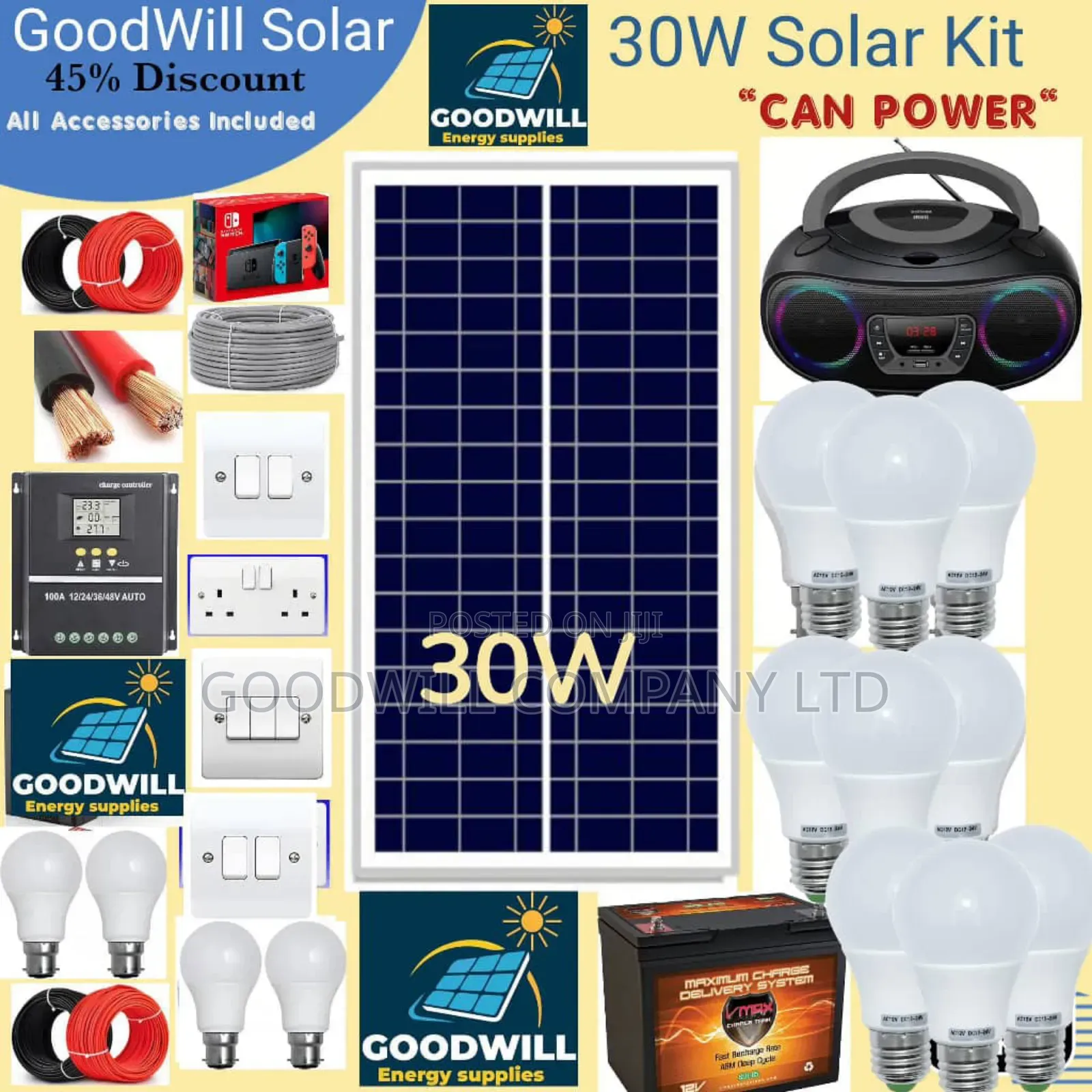 30w Goodwill Solar System Full Kit