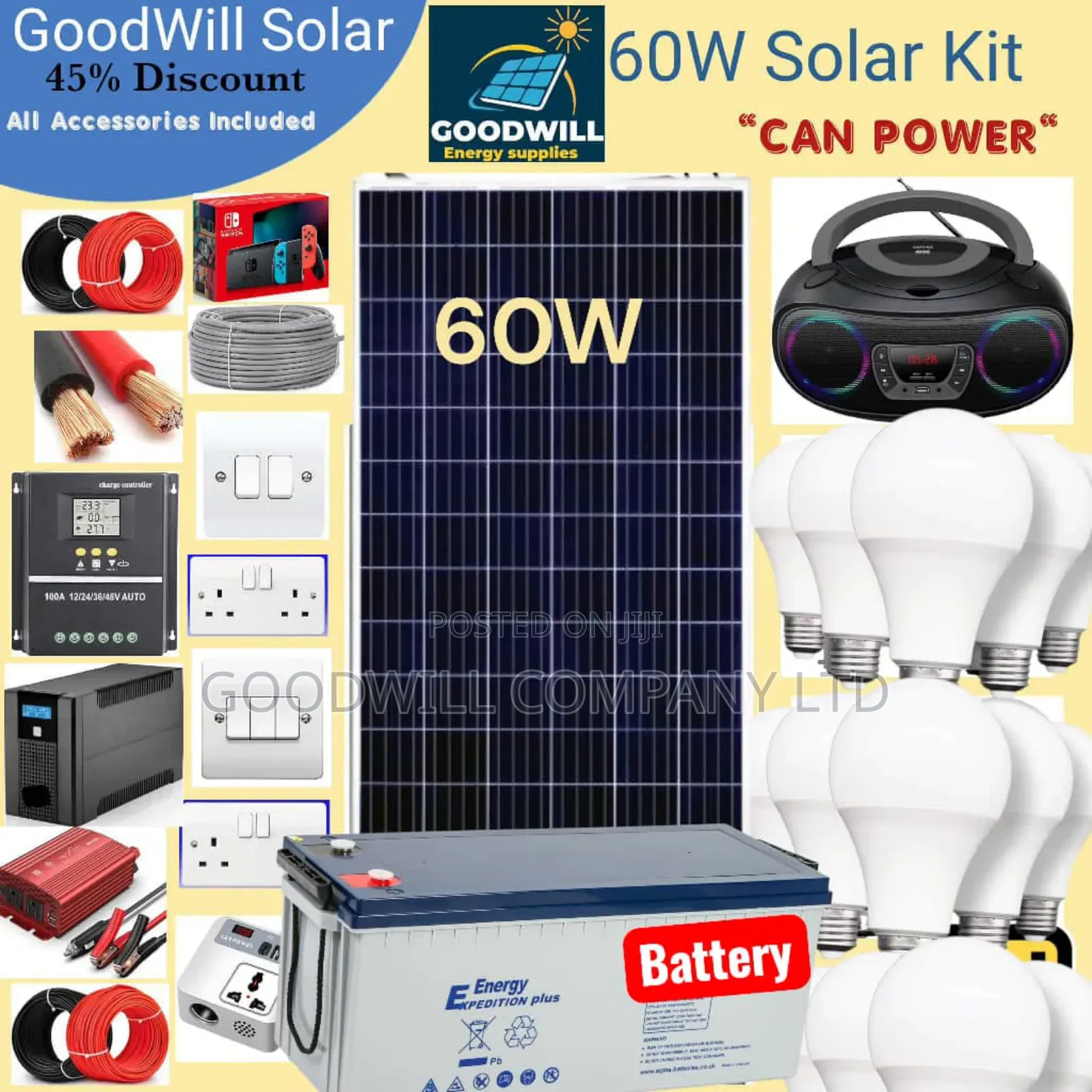 60w Goodwill Solar System Full Kit