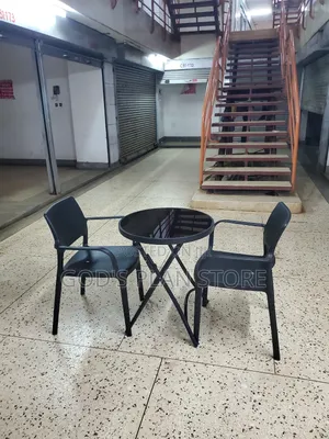 Dining Plastic Chairs and Folding Glass Table