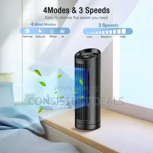 Tower Fan - 80° Oscillation, Remote Control, 13'' Portable Desk Fan,