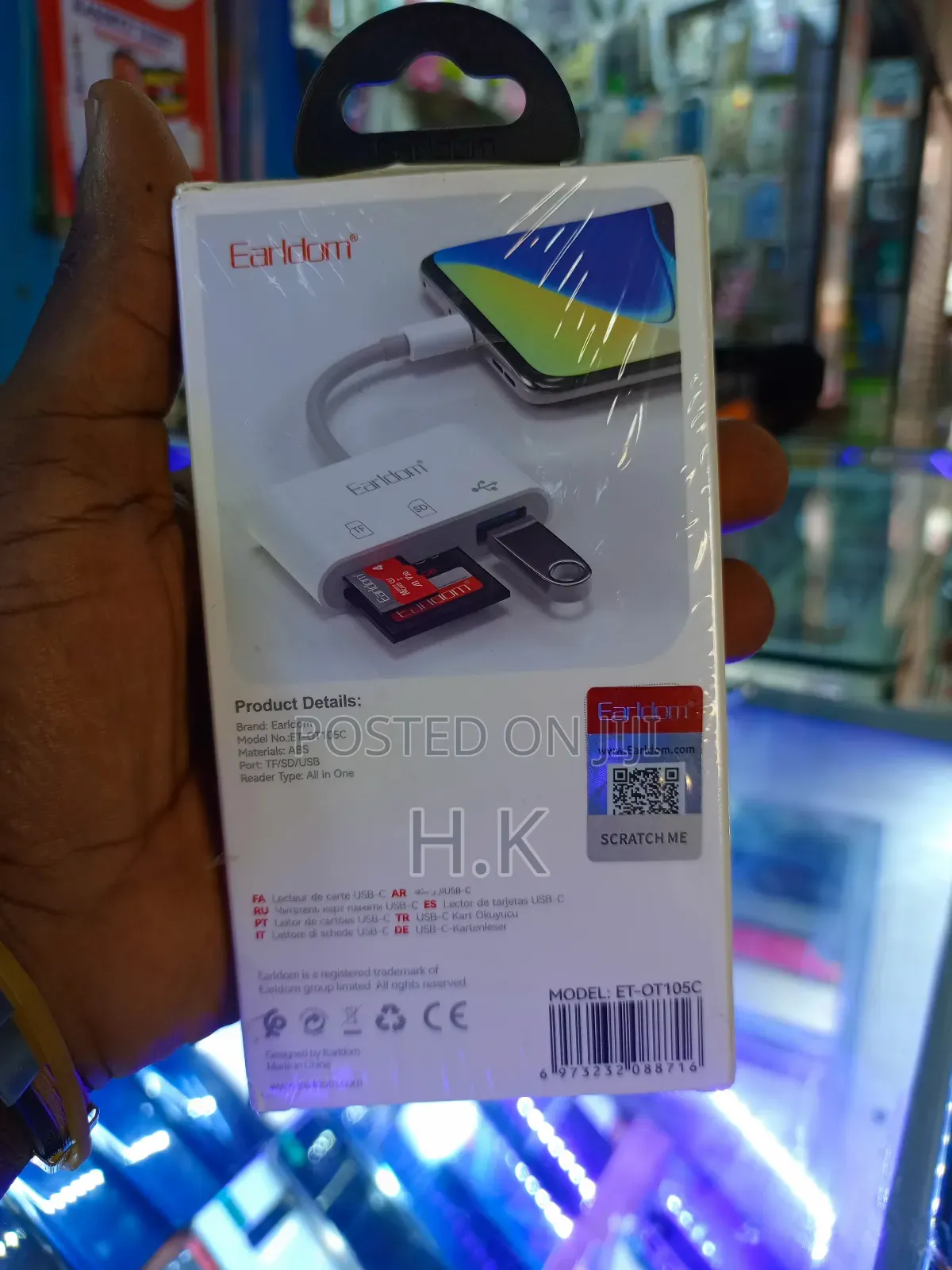Earldom 3-in-1 Usb-c To Otg Card Reader Adapter (Model Ot105c).
