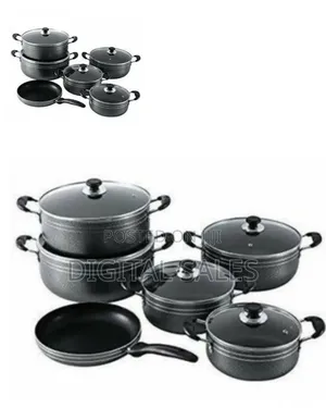 Tornado 11 Piece Non-Stick Saucepans Cookware Dishes Pots- Black