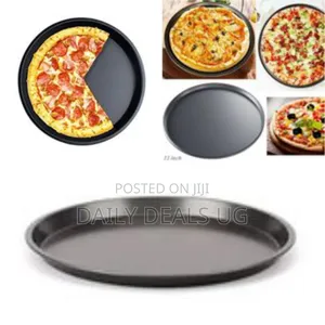 Non-Stick Pizza Steel Baking Round Oven Tray Pan, 30cm -Black