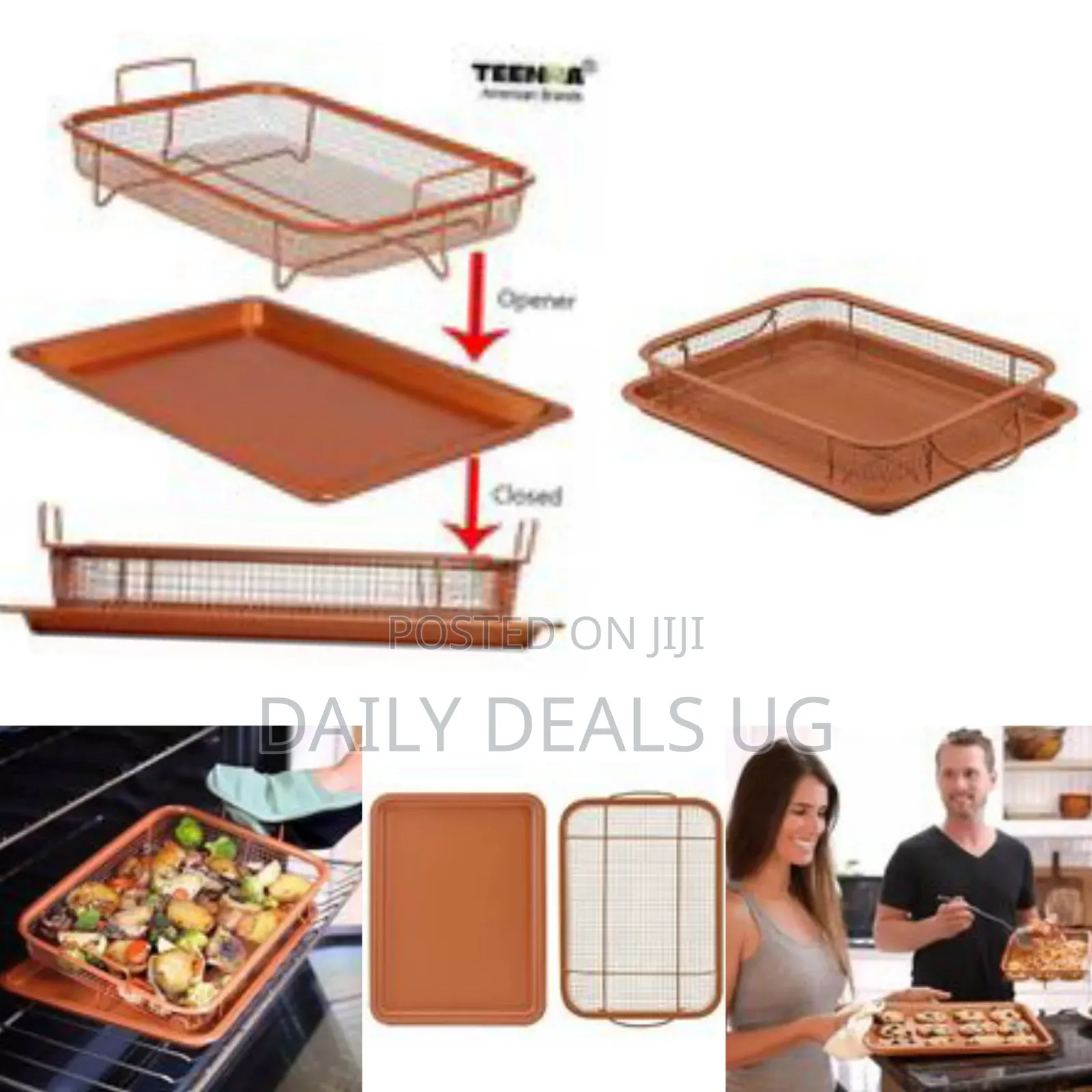 2-Pc Nonstick Oven Air Fryer Crisp Baking Pan/Tray Mesh Basket Set