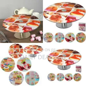 Cake Plate Stand on Foot With Pastry Print Cake Revolving