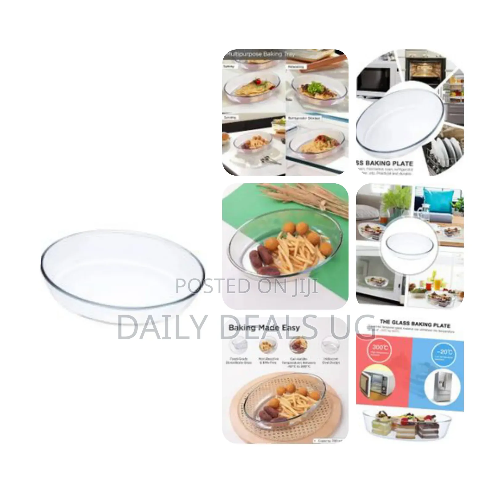 1.4l Borosilicate Glass Baking Tray Transparent Microwave Oven