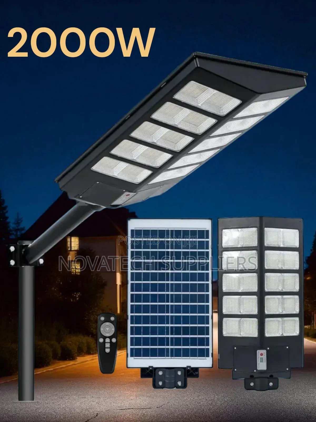 2000w Solar Street Light With Motion Sensor Remote Control