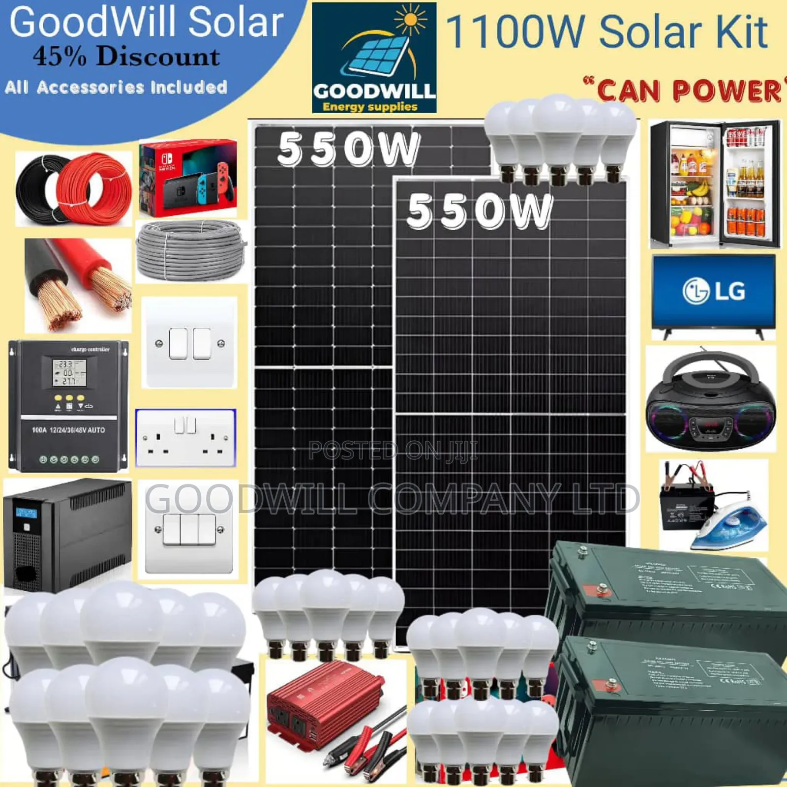 1100w Goodwill Solar System Full Kit