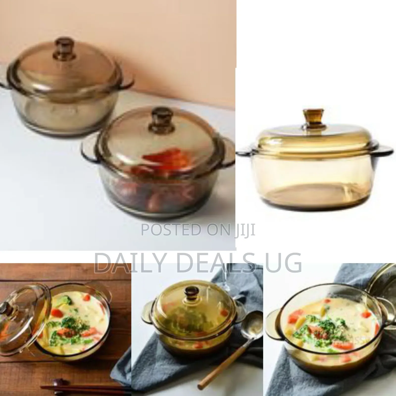 2pc Soup Mixing Baking Serving Glass Casserole Dish for Mircowave, 1l
