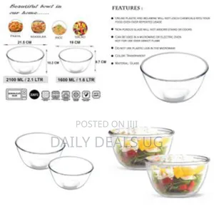 2 Piece Borosilicate Glass Serving Mixing Bowls for Kitchen