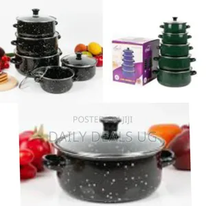 Set of 5 Enamel Casserole Sartin Cookware Pots Serving Dishes