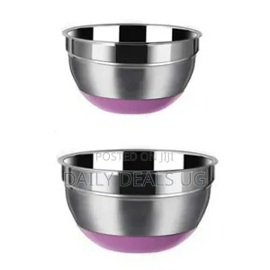 24cm Kitchen Steel Mixing Bowl for Baking Cooking Salad Fruits- Silver
