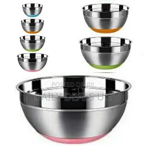 4pc Kitchen Steel Mixing Bowls for Baking Cooking Salad Fruits