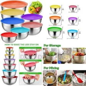 7 Piece Mixing Bowls With Lids for Kitchen Stainless Steel Plastic