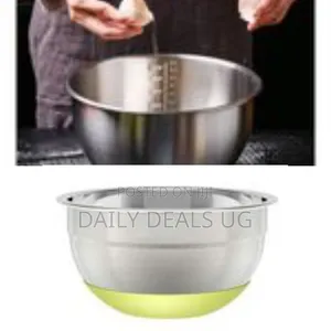 20cm Kitchen Steel Mixing Bowl for Baking Cooking Salad Fruits- Silver